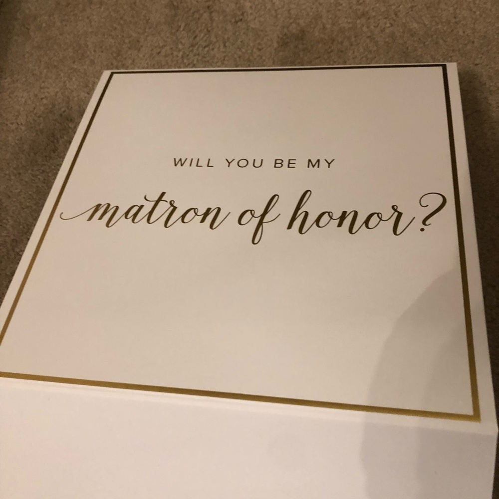 1 white Matron of honor proposal box